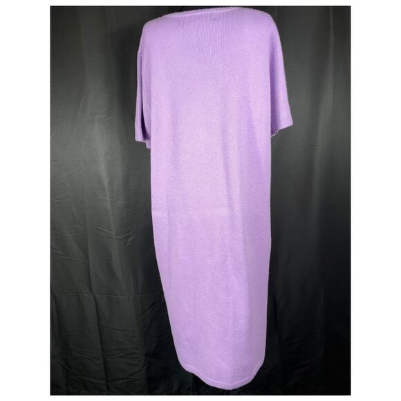 Vintage Lavender Plus Size Sweater Dress, Short Sleeves Mauroda 1x - Picture 3 of 8